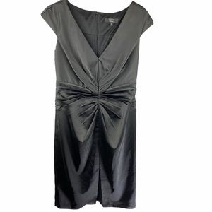Tadashi Collection Black Satin Ruched Dress 10